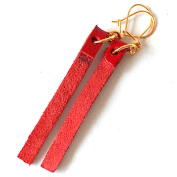 Leather strap red pair + mtallic 0,5x5cm