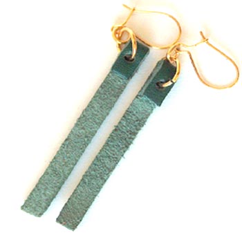 Leather strap green pair+metallic 0,5x5cm
