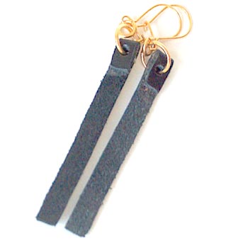 Leather strap black pair+ metallic 0,5x5cm